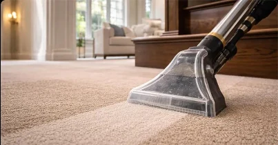 Carpet being professionally cleaned with extraction equipment